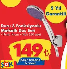 FLY DURU 3 FONKSİYONLU MAFSALLI DUŞ SETİ